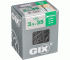 GIX B Rosca gruesa, 3,9 x 35 mm, 150 unidades, Rosca completa, Cabeza de trompeta, Ranura en cruz H2, Punta de aguja, Fosfatado negro