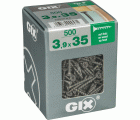 GIX B Rosca gruesa, 3,9 x 35 mm, 500 unidades, Rosca completa, Cabeza de trompeta, Ranura en cruz H2, Punta de aguja, Fosfatado negro