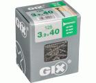 GIX B Rosca gruesa, 3,9 x 40 mm, 125 unidades, Rosca completa, Cabeza de trompeta, Ranura en cruz H2, Punta de aguja, Fosfatado negro