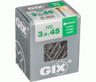 GIX B Rosca gruesa, 3,9 x 45 mm, 100 unidades, Rosca completa, Cabeza de trompeta, Ranura en cruz H2, Punta de aguja, Fosfatado negro