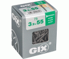 GIX B Rosca gruesa, 3,9 x 55 mm, 75 unidades, Rosca completa, Cabeza de trompeta, Ranura en cruz H2, Punta de aguja, Fosfatado negro
