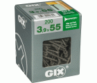 GIX B Rosca gruesa, 3,9 x 55 mm, 200 unidades, Rosca completa, Cabeza de trompeta, Ranura en cruz H2, Punta de aguja, Fosfatado negro