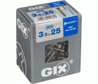 GIX D Punta perforadora, 3,5 x 25 mm, 200 unidades, Rosca completa, Cabeza de trompeta, Ranura en cruz H2, Punta perforadora, Fosfatado negro