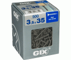 GIX D Punta perforadora, 3,5 x 35 mm, 500 unidades, Rosca completa, Cabeza de trompeta, Ranura en cruz H2, Punta perforadora, Fosfatado negro