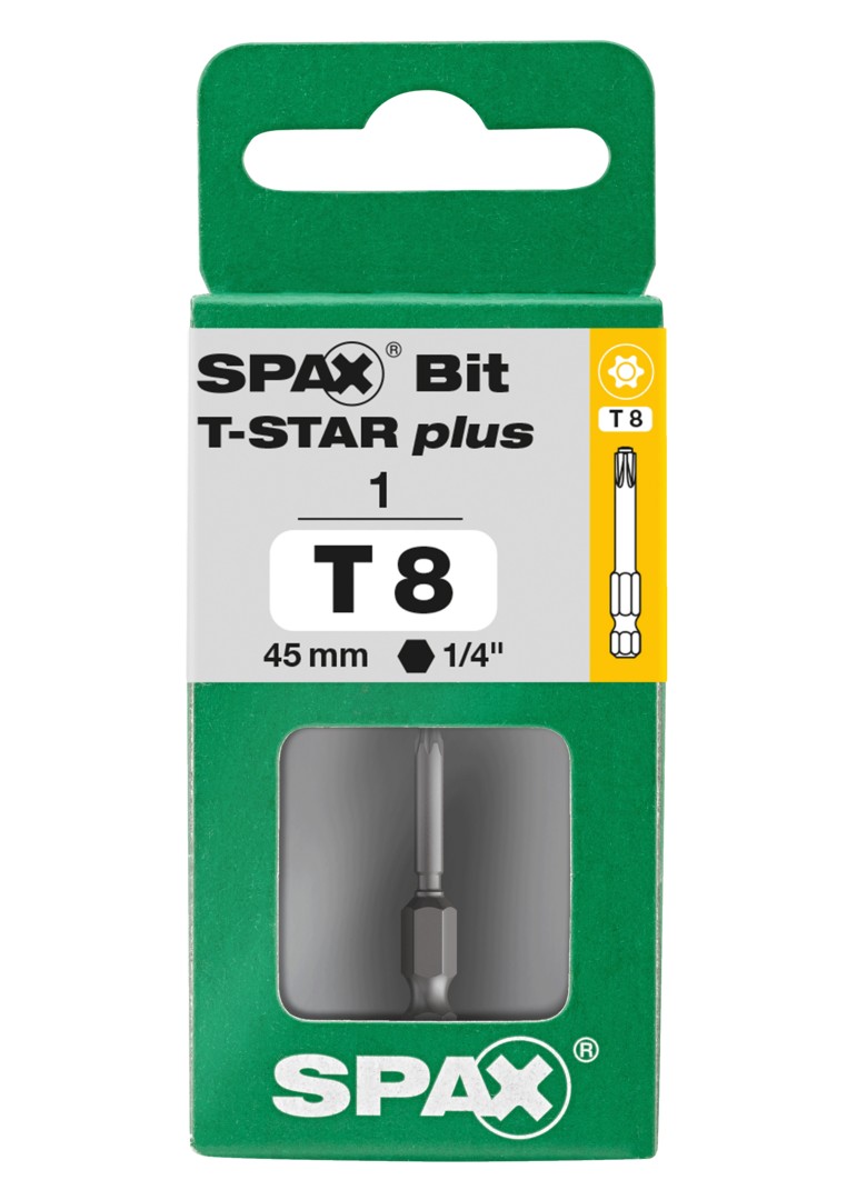 SPAX Bit T-STAR plus T 8, 6,4 x 45 mm, 1 ud