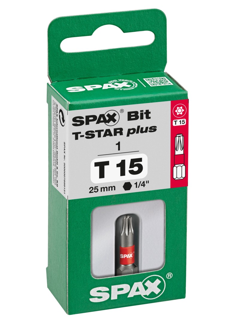 SPAX Bit T-STAR plus T 15, 6,4 x 25 mm, 1 unidad