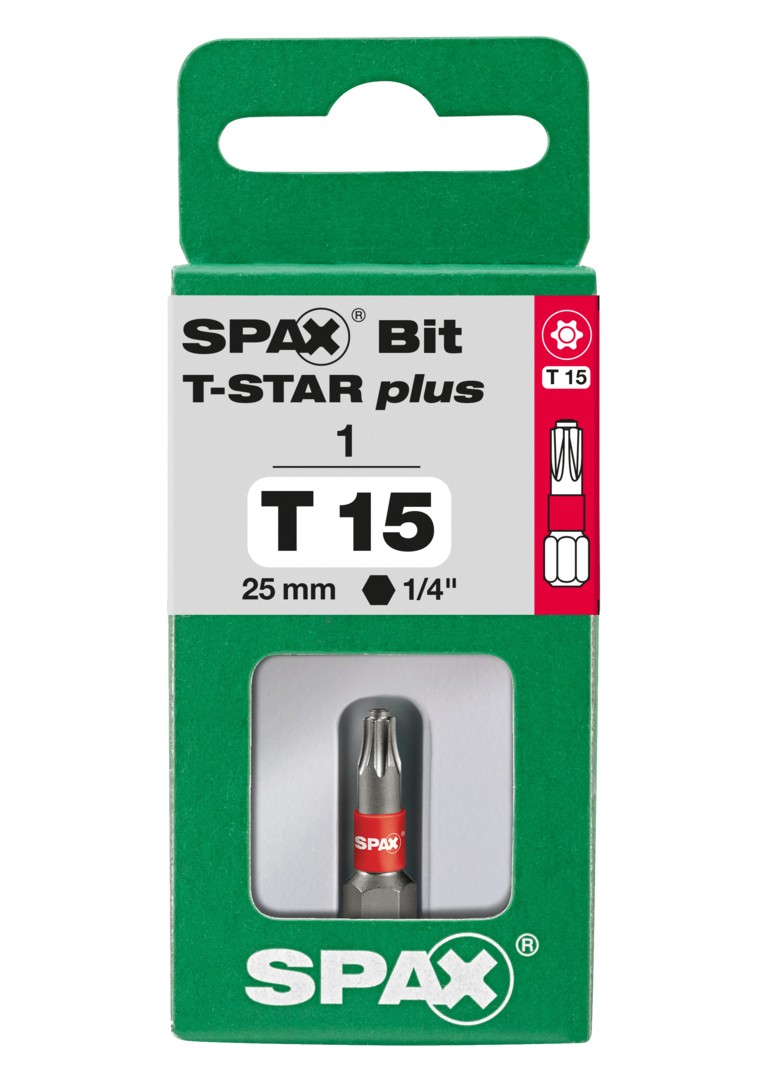 SPAX Bit T-STAR plus T 15, 6,4 x 25 mm, 1 unidad