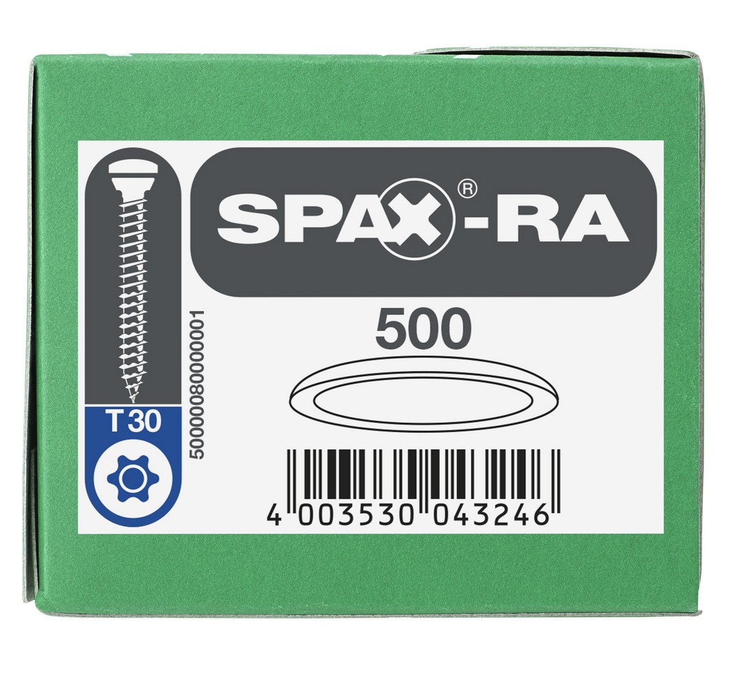 Tapones de plástico para SPAX-RA Cabeza plana, blanco, 500 unidades