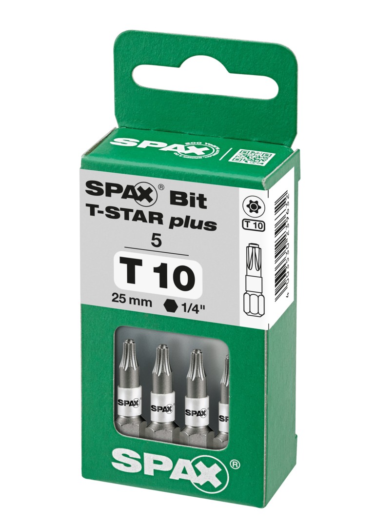 SPAX Bit T-STAR plus T 10, 6,4 x 25 mm, 5 unidades