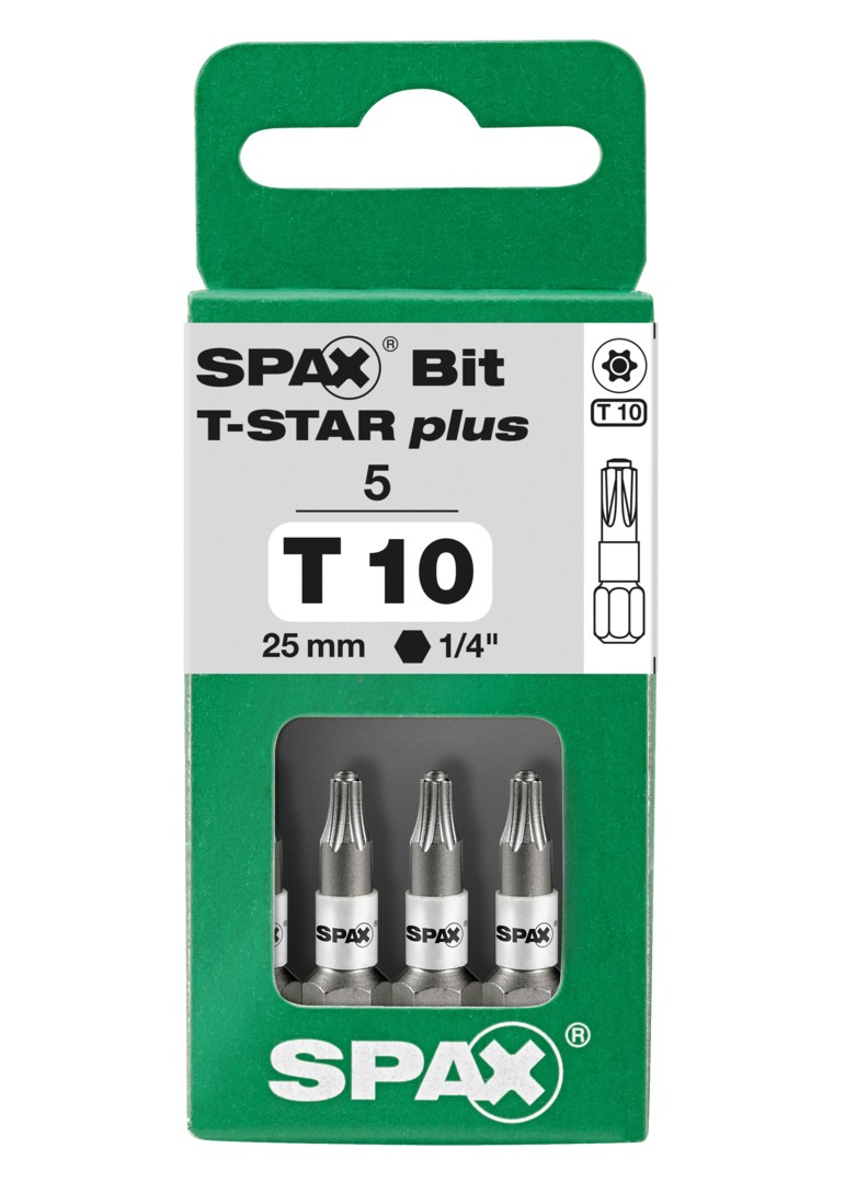 SPAX Bit T-STAR plus T 10, 6,4 x 25 mm, 5 unidades
