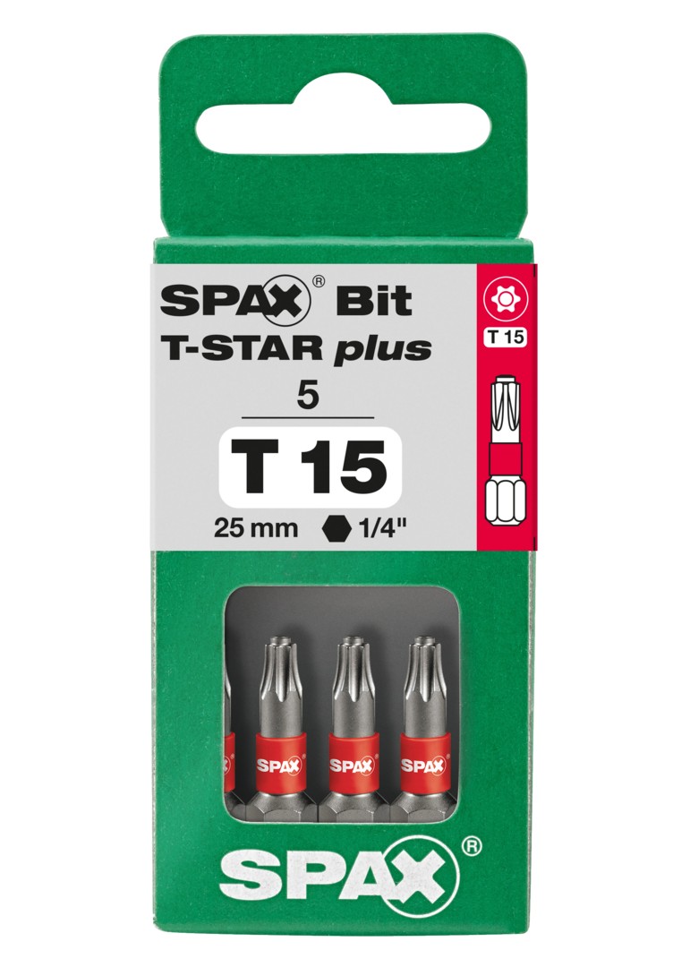 SPAX Bit T-STAR plus T 15, 6,4 x 25 mm, 5 unidades