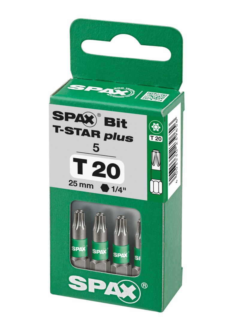SPAX Bit T-STAR plus T 20, 6,4 x 25 mm, 5 unidades