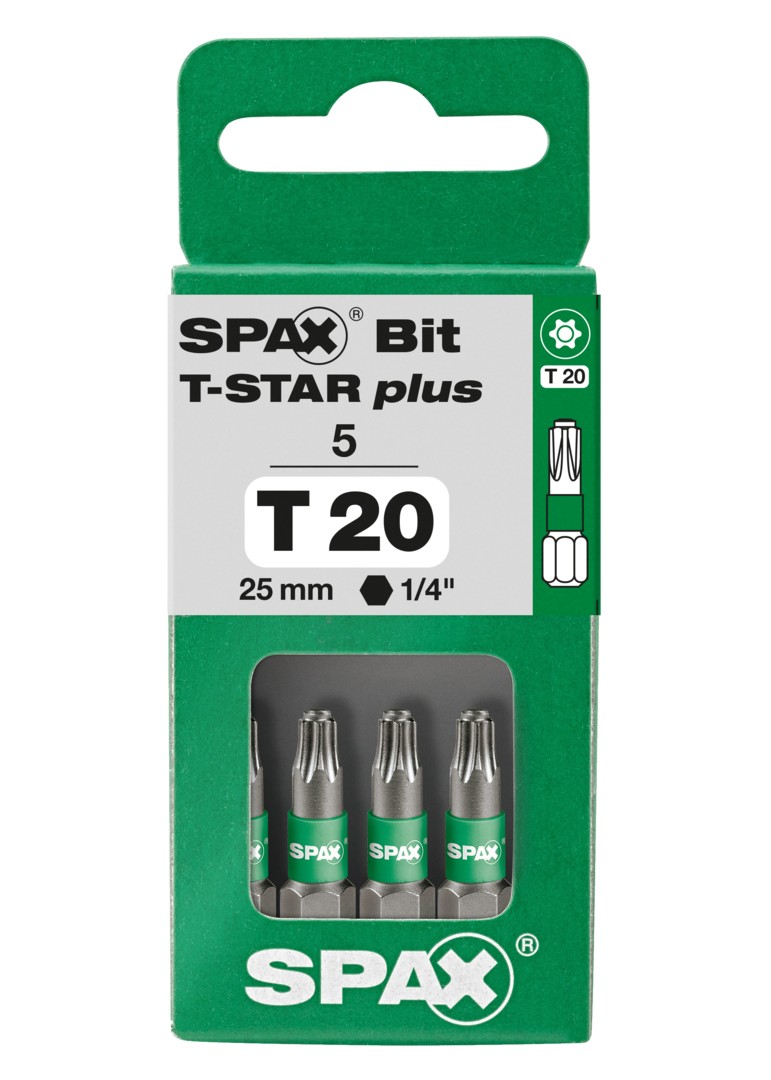 SPAX Bit T-STAR plus T 20, 6,4 x 25 mm, 5 unidades
