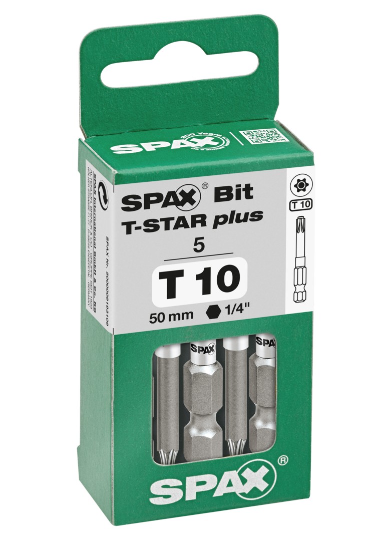 SPAX Bit T-STAR plus T 10, 6,4 x 50 mm, 5 unidades
