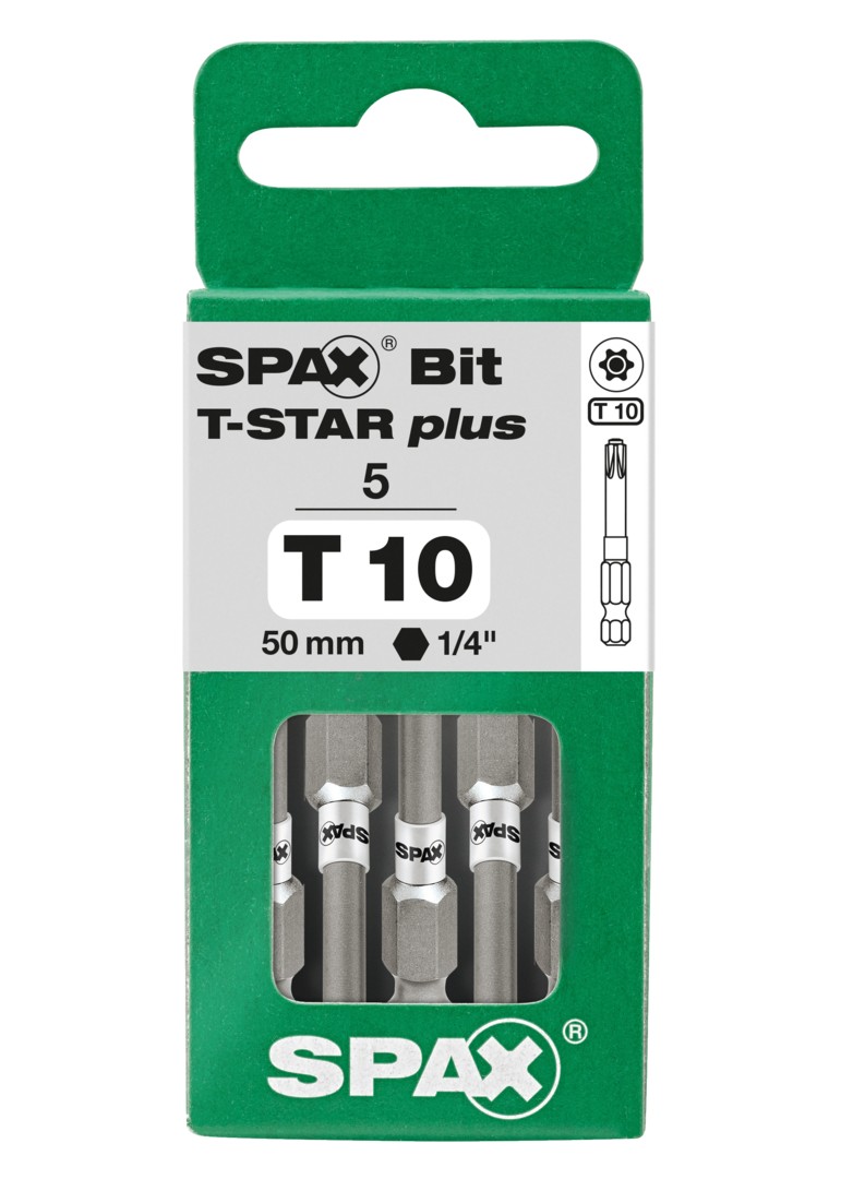 SPAX Bit T-STAR plus T 10, 6,4 x 50 mm, 5 unidades