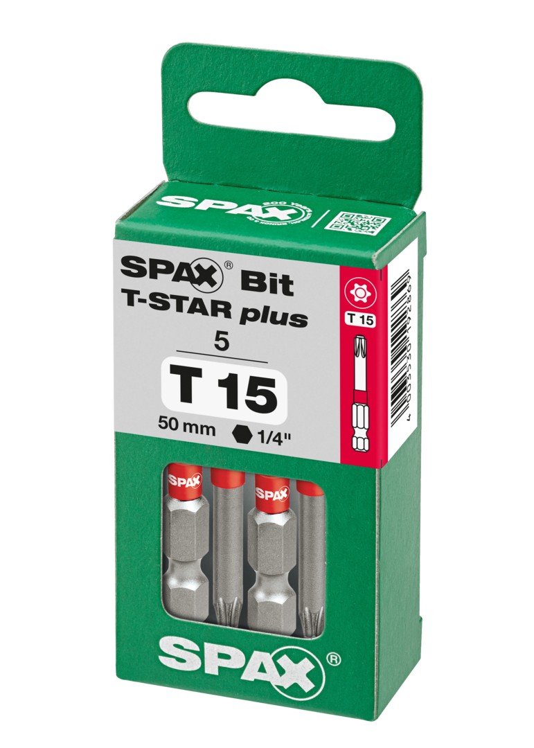 SPAX Bit T-STAR plus T 15, 6,4 x 50 mm, 5 unidades