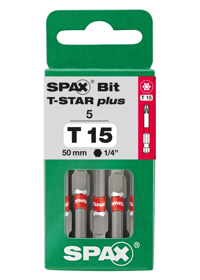 SPAX Bit T-STAR plus T 15, 6,4 x 50 mm, 5 unidades