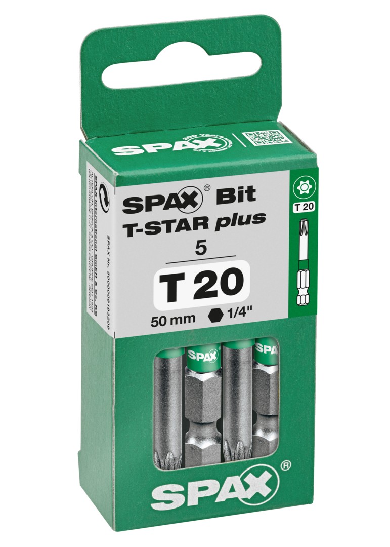 SPAX Bit T-STAR plus T 20, 6,4 x 50 mm, 5 unidades