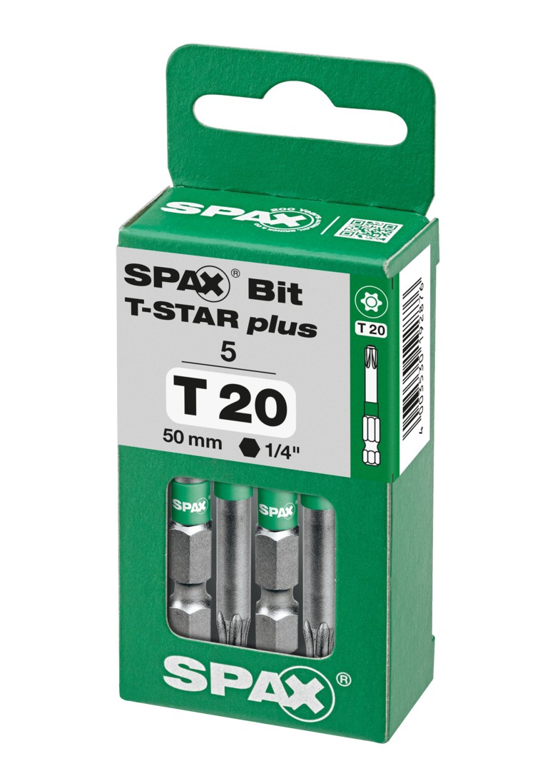SPAX Bit T-STAR plus T 20, 6,4 x 50 mm, 5 unidades