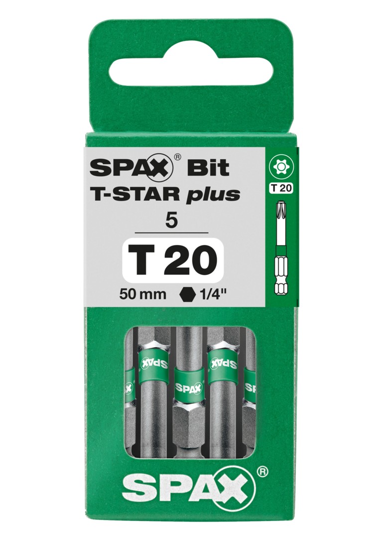 SPAX Bit T-STAR plus T 20, 6,4 x 50 mm, 5 unidades