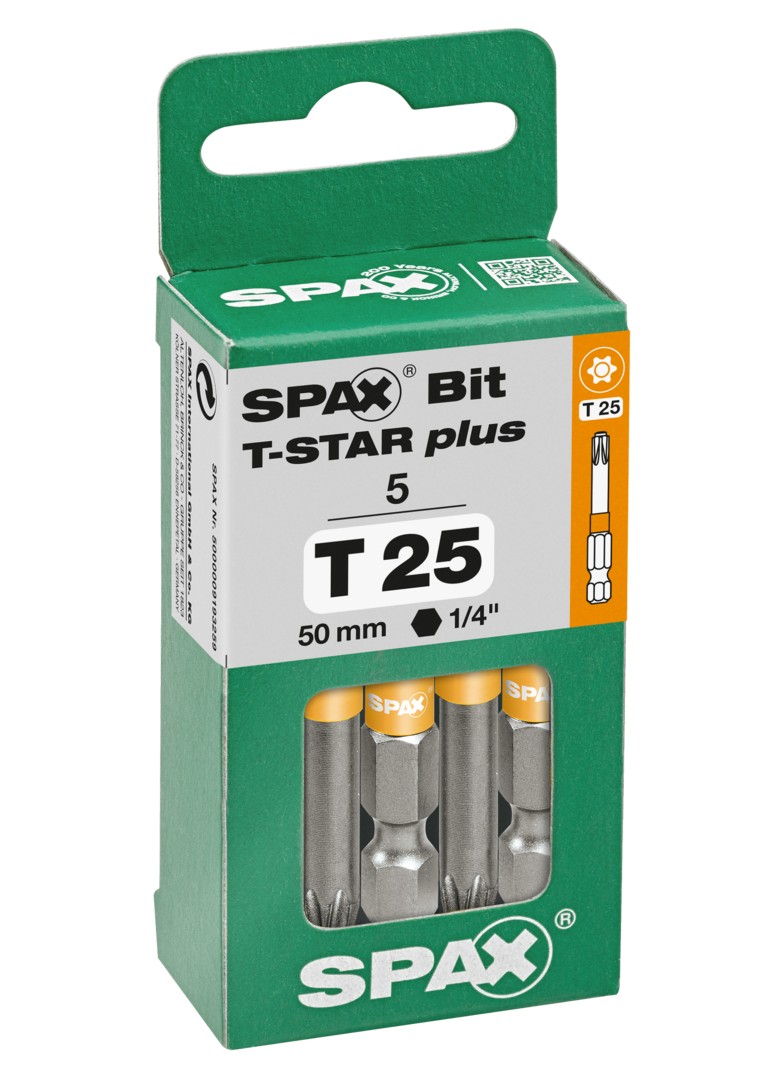 SPAX Bit T-STAR plus T 25, 6,4 x 50 mm, 5 unidades