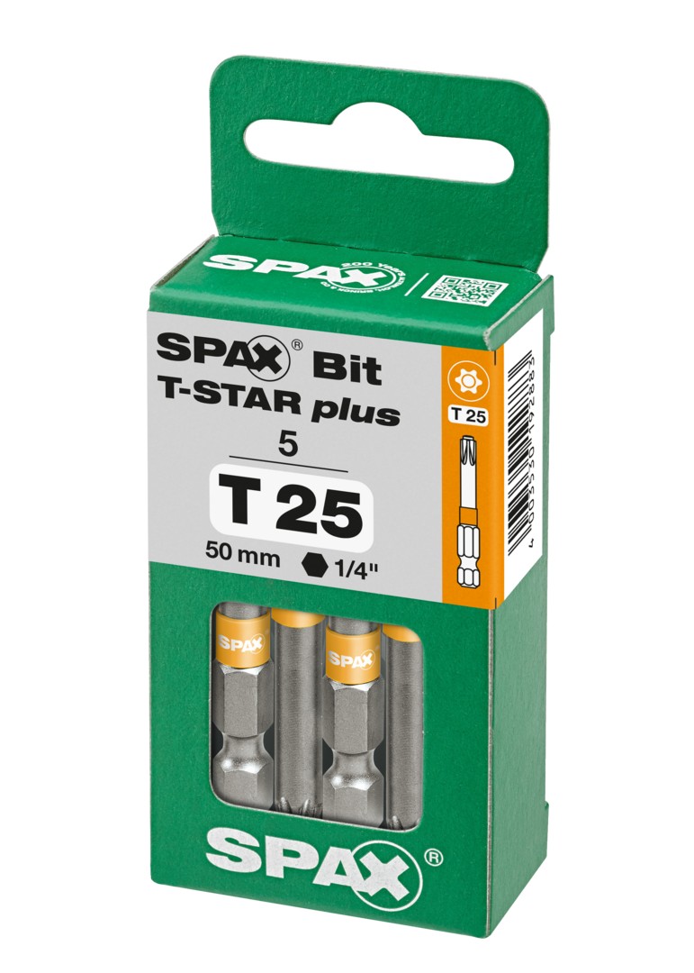 SPAX Bit T-STAR plus T 25, 6,4 x 50 mm, 5 unidades