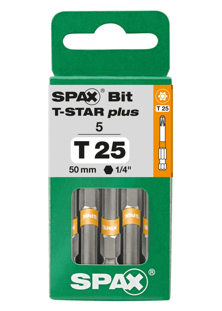 SPAX Bit T-STAR plus T 25, 6,4 x 50 mm, 5 unidades