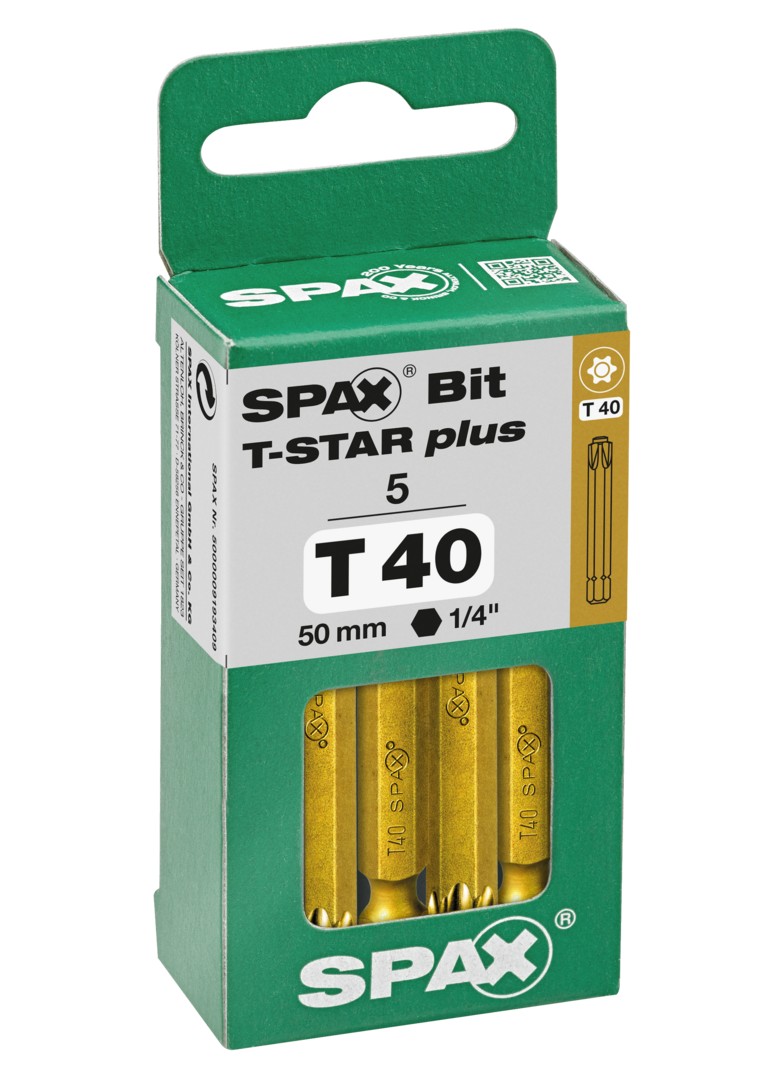 SPAX Bit T-STAR plus T 40, 6,4 x 50 mm, 5 unidades
