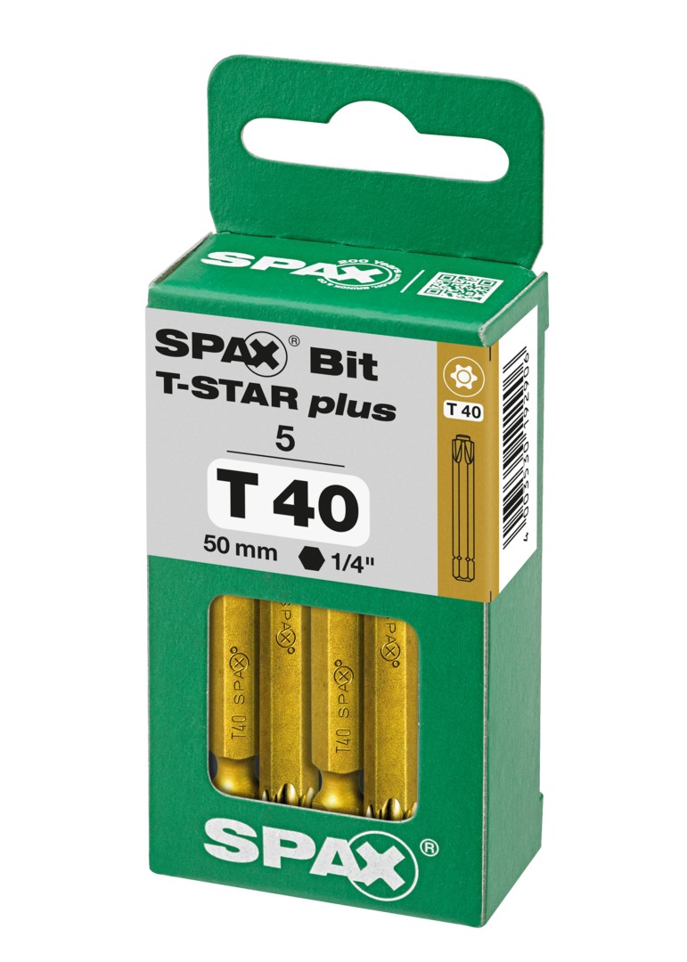 SPAX Bit T-STAR plus T 40, 6,4 x 50 mm, 5 unidades