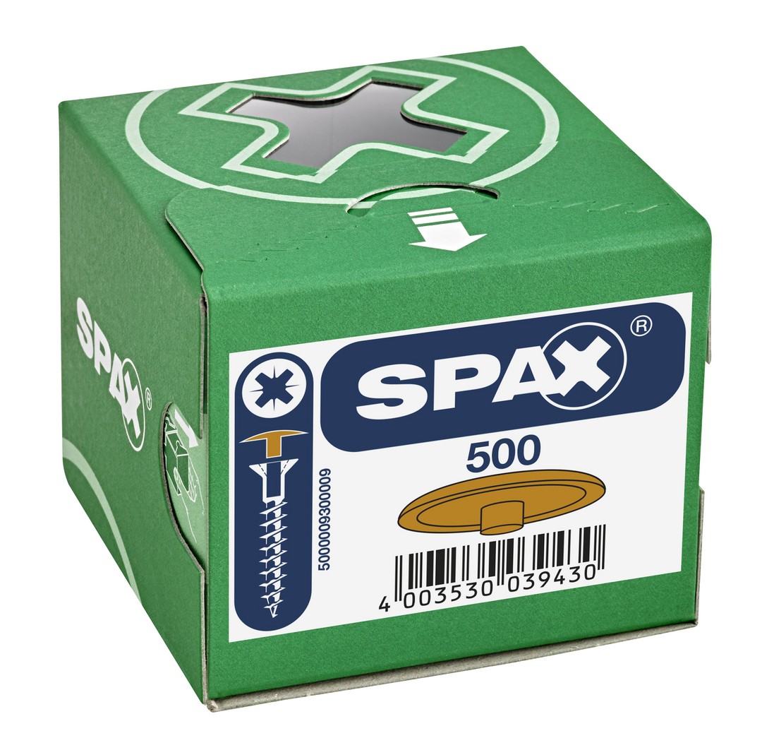 SPAX Tapones de plástico para Tornillo universal con taladro en la cabeza, crema, 500 unidades