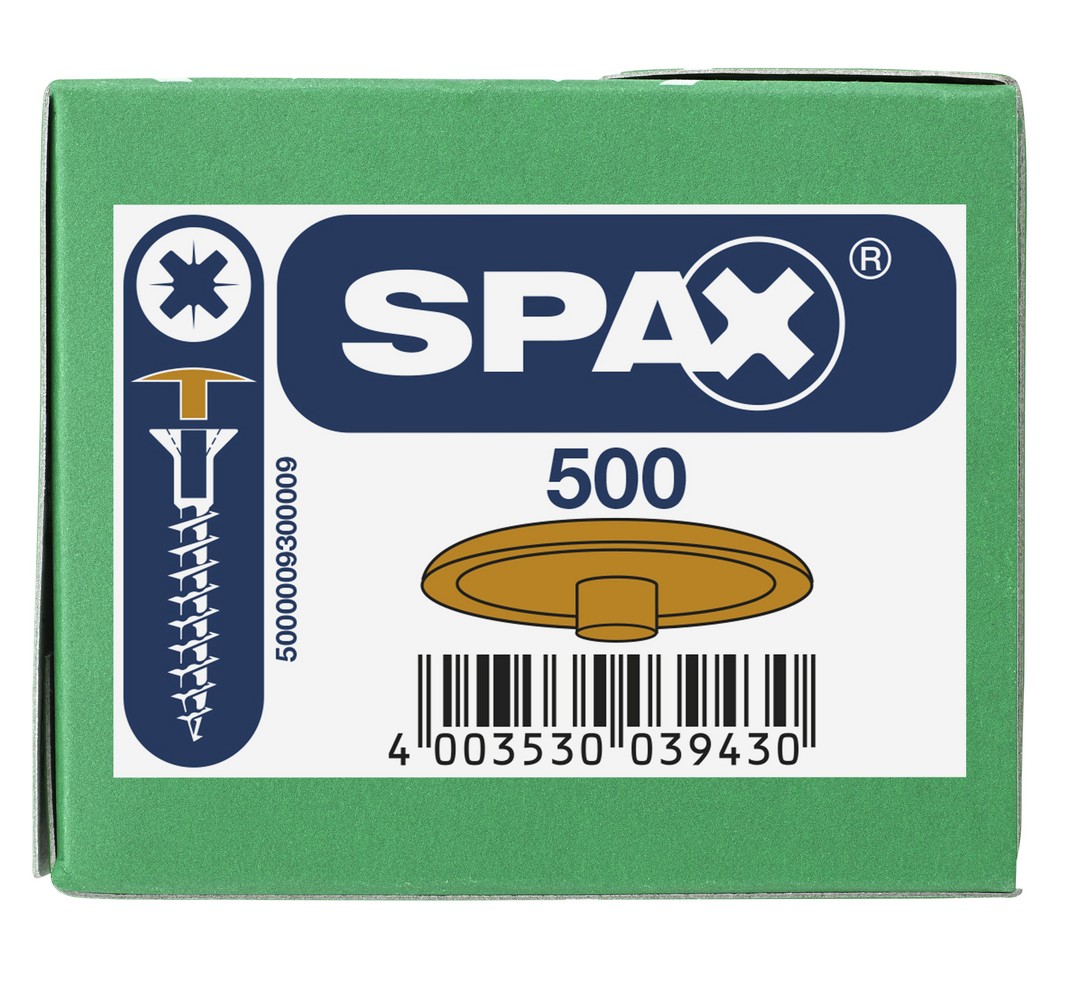 SPAX Tapones de plástico para Tornillo universal con taladro en la cabeza, crema, 500 unidades