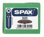 SPAX Tapones de plástico para Tornillo universal con taladro en la cabeza, marrón oscuro, 500 unidades