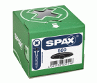 SPAX Tapones de plástico para Tornillo universal con taladro en la cabeza, negro , 500 unidades