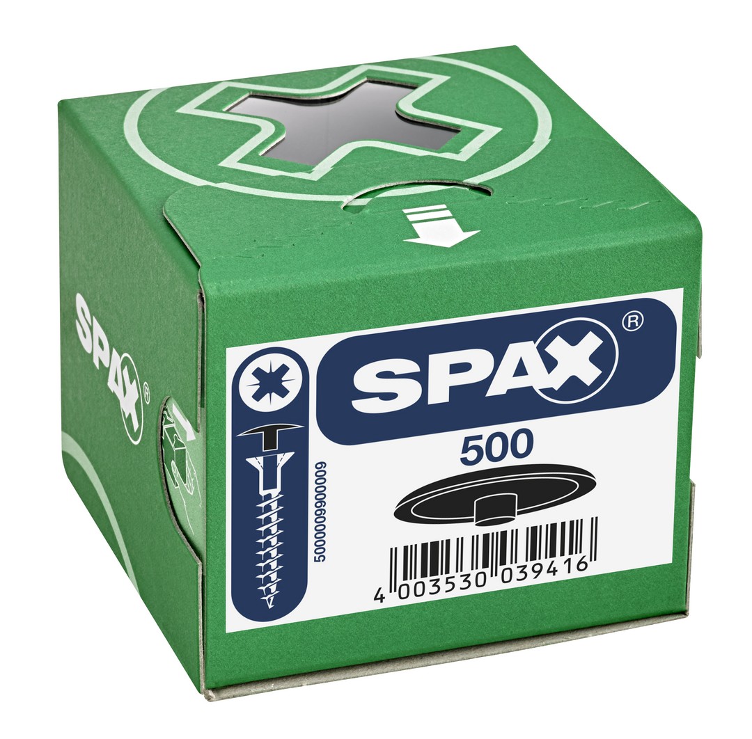 SPAX Tapones de plástico para Tornillo universal con taladro en la cabeza, negro , 500 unidades