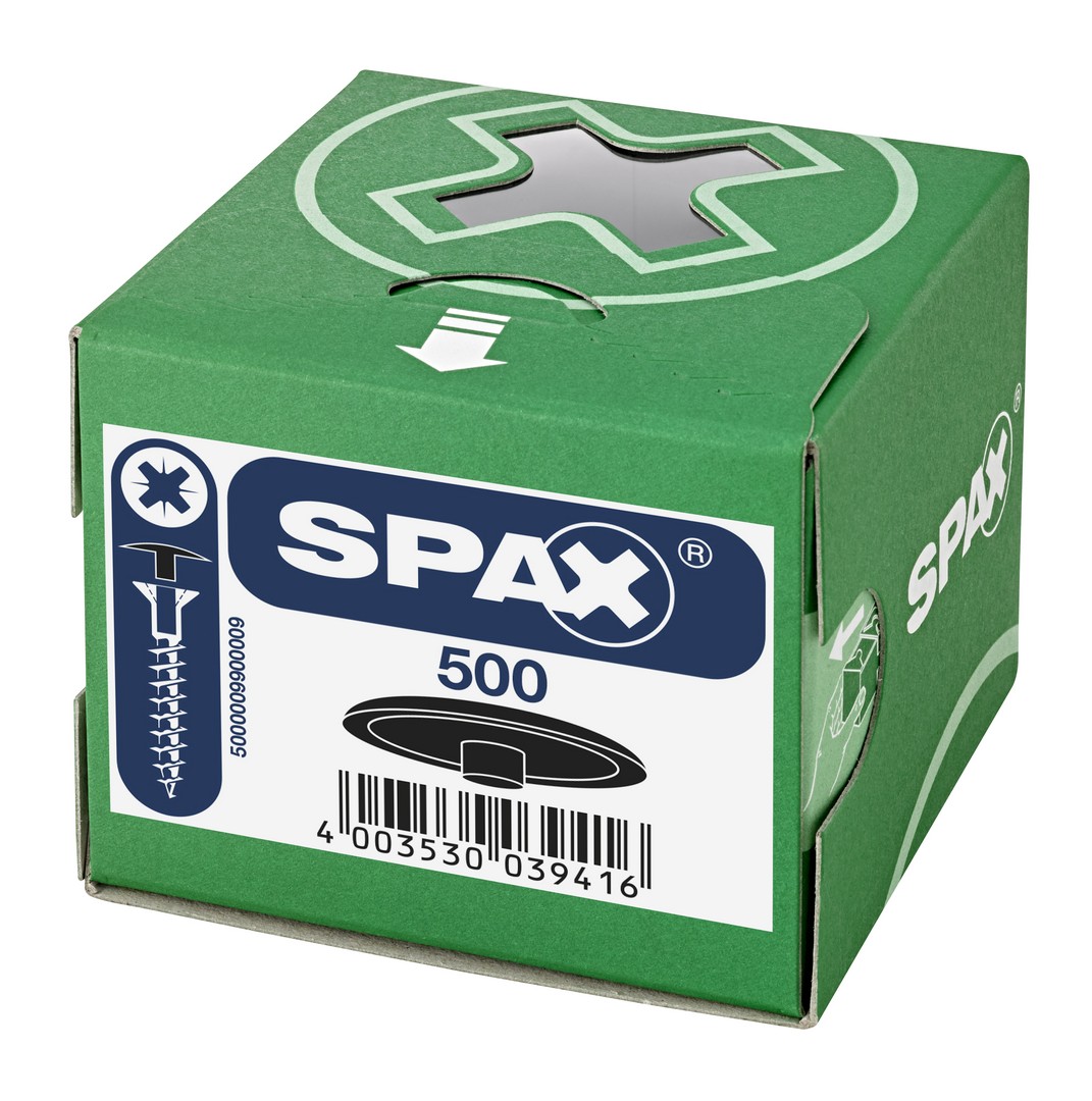 SPAX Tapones de plástico para Tornillo universal con taladro en la cabeza, negro , 500 unidades