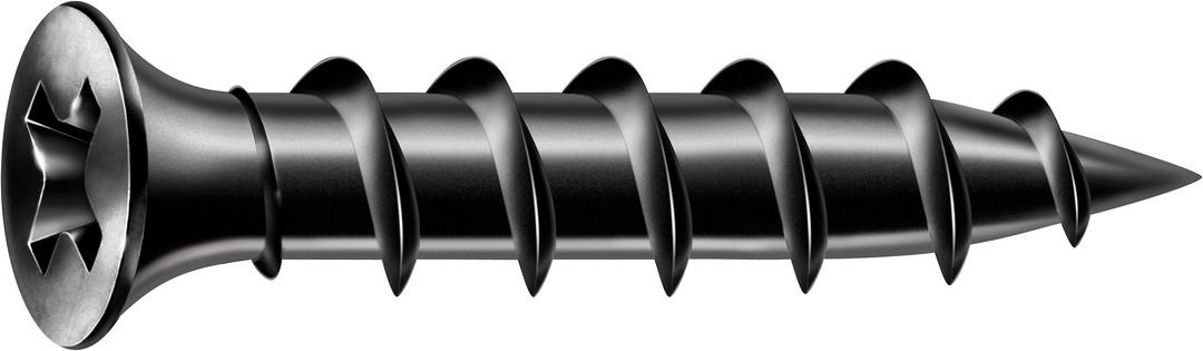 GIX G placas de yeso laminado sobre placas de yeso lam. 5,5x38mm, 300 ud, Rosca completa, Cabeza de trompeta, Ranura en cruz H2, Punta de aguja, Fosfatado negro