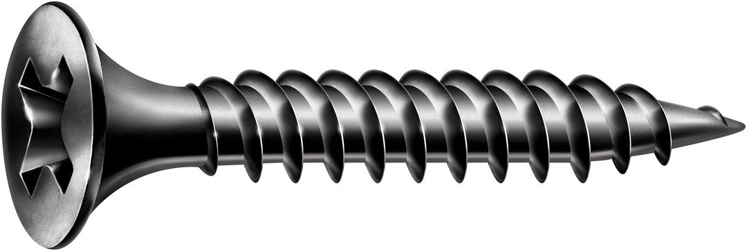 GIX A rosca fina, 3,9 x 25 mm, 200 unidades, Rosca completa, Cabeza de trompeta, Ranura en cruz H2, Punta de aguja, Fosfatado negro