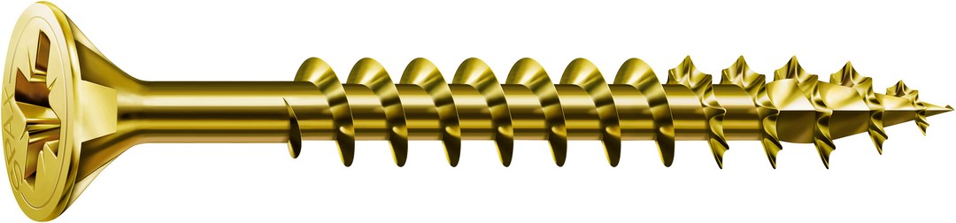 SPAX Tornillo universal, 3,5 x 50 mm, 200 unidades, Rosca completa, Cabeza plana, Ranura en cruz Z2, 4CUT, YELLOX