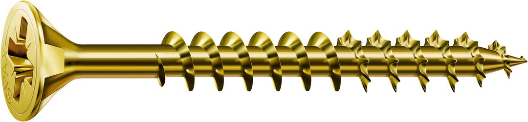 SPAX Tornillo universal, 3 x 45 mm, 1000 unidades, Rosca completa, Cabeza plana, Ranura en cruz Z1, Punta S, YELLOX