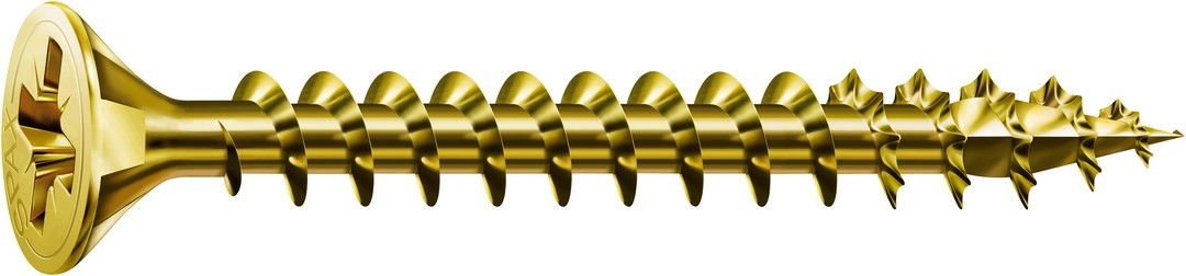 SPAX Tornillo universal, 3,5 x 12 mm, 25 unidades, Rosca completa, Cabeza plana, Ranura en cruz Z2, 4CUT, YELLOX