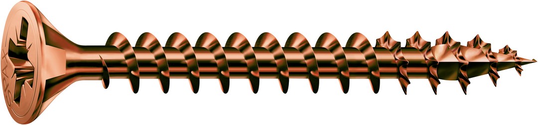 SPAX Tornillo universal, 3,5 x 12 mm, 50 unidades, Rosca completa, Cabeza plana, Ranura en cruz Z2, 4CUT, bronce