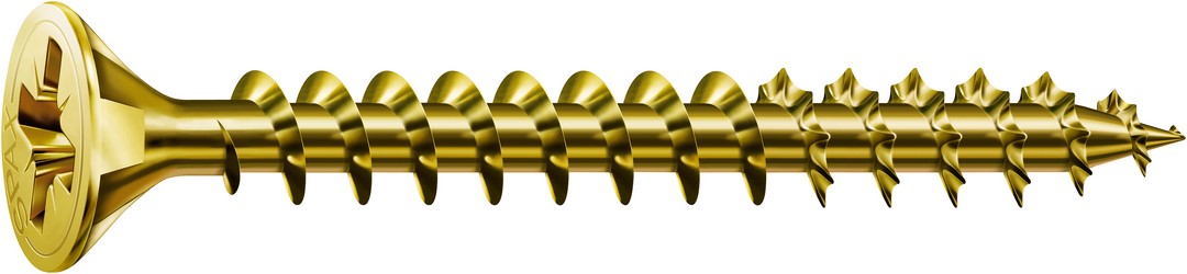 SPAX Tornillo universal, 2 x 10 mm, 150 unidades, Rosca completa, Cabeza plana, Ranura en cruz Z1, Punta S, YELLOX