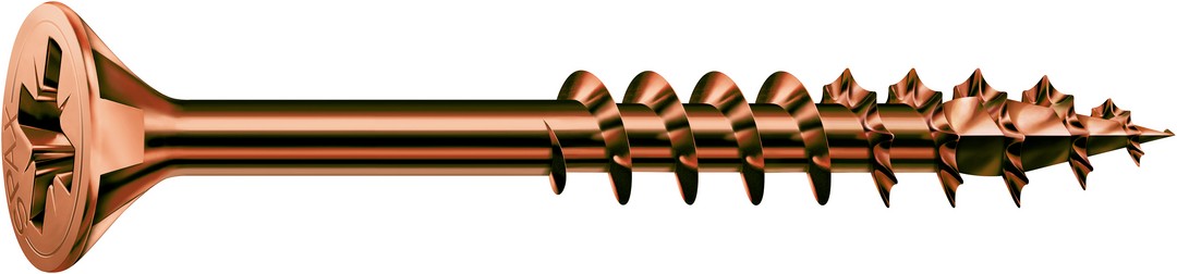 SPAX Tornillo universal, 3,5 x 50 mm, 20 unidades, Rosca parcial, Cabeza plana, Ranura en cruz Z2, 4CUT, bronce