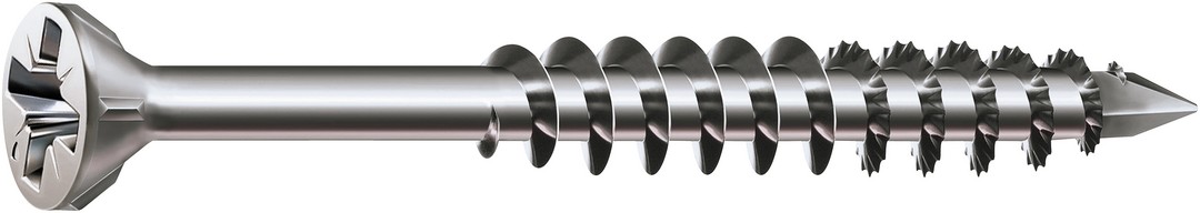 SPAX Tornillo para listones de madera, 3,5 x 40 mm, 200 unidades, Rosca parcial, Cabeza plana, Ranura en cruz Z2, Punta CUT, Acero inoxidable A2