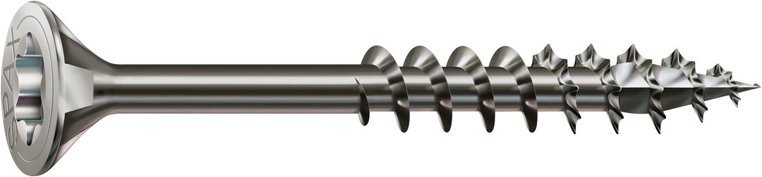 SPAX Tornillo de acero inoxidable, 3,5 x 30 mm, 25 unidades, Rosca parcial, Cabeza plana, T-STAR plus T15, 4CUT, Acero inoxidable A2