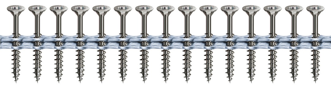 SPAX Tornillo universal encintados, 4,5 x 55 mm, 125 unidades, Rosca parcial, Cabeza plana, T-STAR plus T20, 4CUT, Acero inoxidable A2