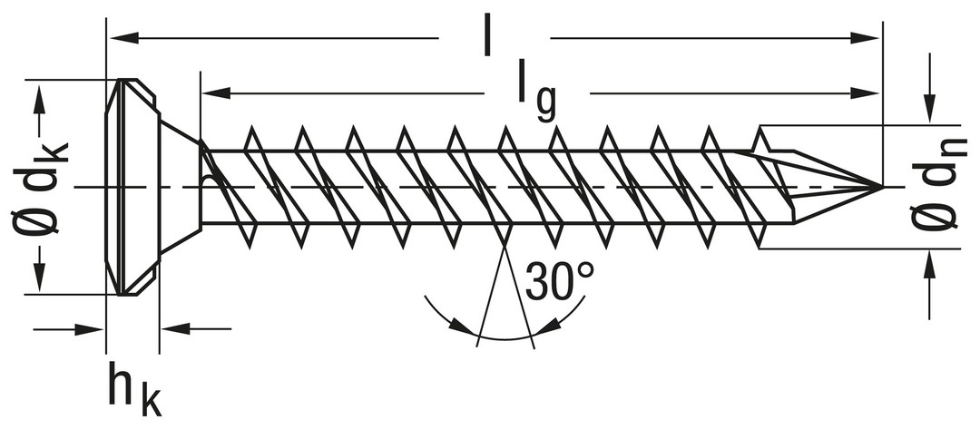 Tornillo para herrajes FEX, 4 x 25 mm, 3000 unidades, Rosca de doble, Cabeza plana, Ranura en cruz H2, Punta CUT, Titanio plateado