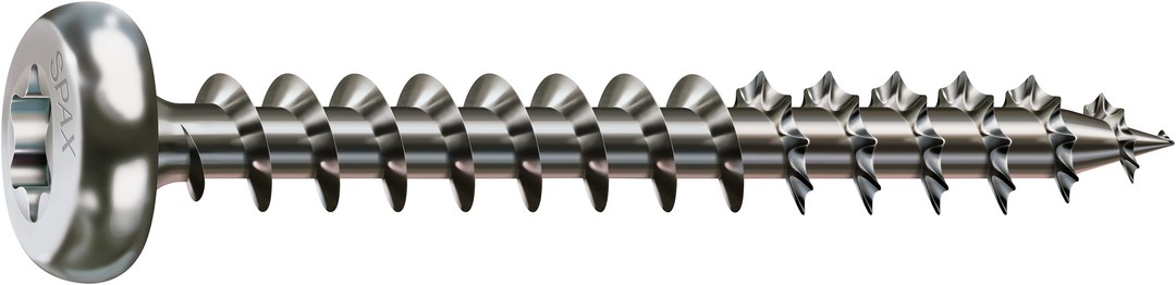 SPAX Tornillo de acero inoxidable, 3 x 20 mm, 200 unidades, Rosca completa, Cabeza redonda, T-STAR plus T10, Punta S, Acero inoxidable A2