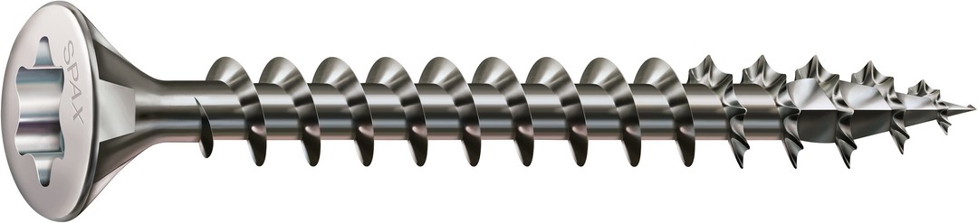 SPAX Tornillo de acero inoxidable, 3,5 x 16 mm, 200 unidades, Rosca completa, Cabeza gota de sebo, T-STAR plus T15, 4CUT, Acero inoxidable A2