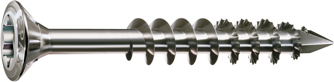 SPAX Tornillo para fachadas, 4,5 x 35 mm, 200 unidades, Rosca parcial, Cabeza gota de sebo, T-STAR plus T20, Punta CUT, Acero inoxidable A2